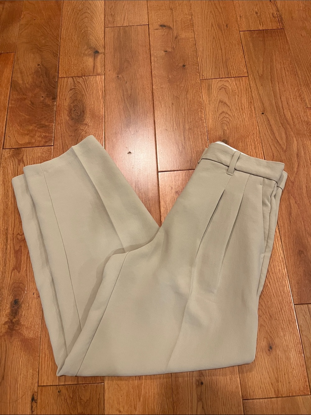 Aritzia NWOT Wilfred Carrot Crepette Pants Pleated Trousers in Olive Beige